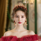 Red Bridal Crown Wedding Hair Accessory
