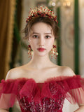 Red Bridal Crown Wedding Hair Accessory