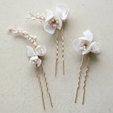Bridal Ceramic Flower Hairpin Beaded Tiara