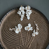 Bridal Ceramic Flower Hairpin Beaded Tiara