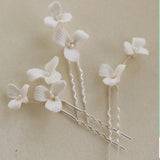 Bridal Porcelain Flower Hair Pins Freshwater Pearls