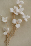 Bridal Porcelain Flower Hair Pins Freshwater Pearls