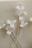Bridal Porcelain Flower Hair Pins Freshwater Pearls