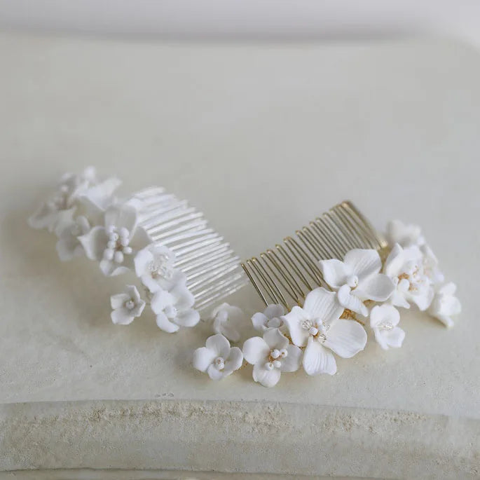 Porcelain Flower Headband Vintage Hair Combs Hairpins For Brides