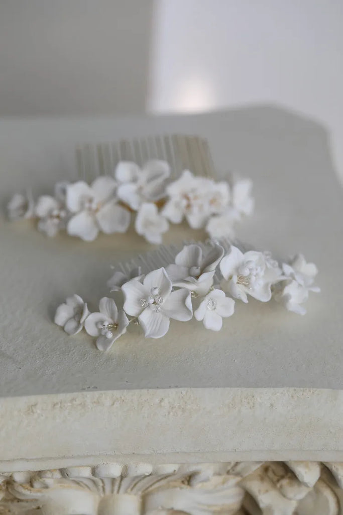 Porcelain Flower Headband Vintage Hair Combs Hairpins For Brides
