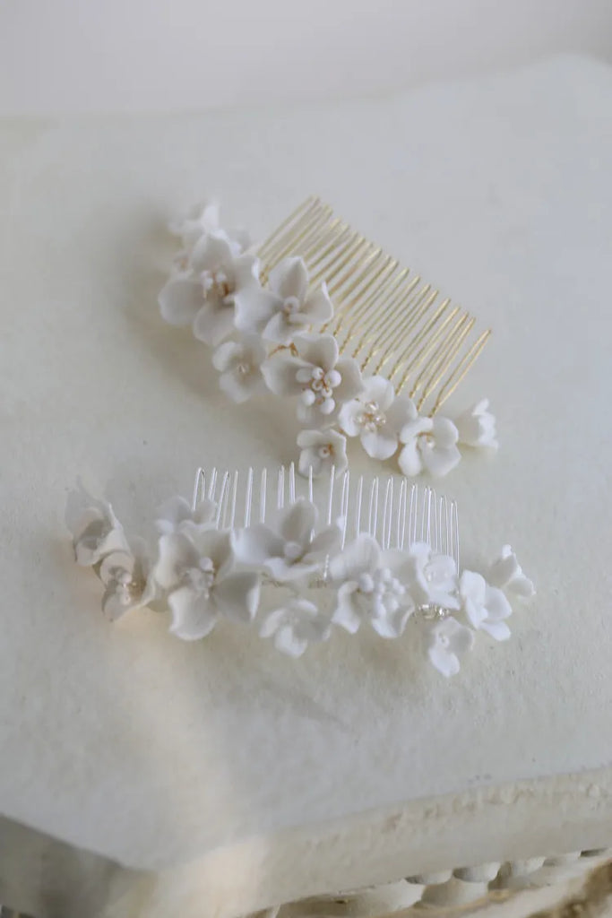 Porcelain Flower Headband Vintage Hair Combs Hairpins For Brides