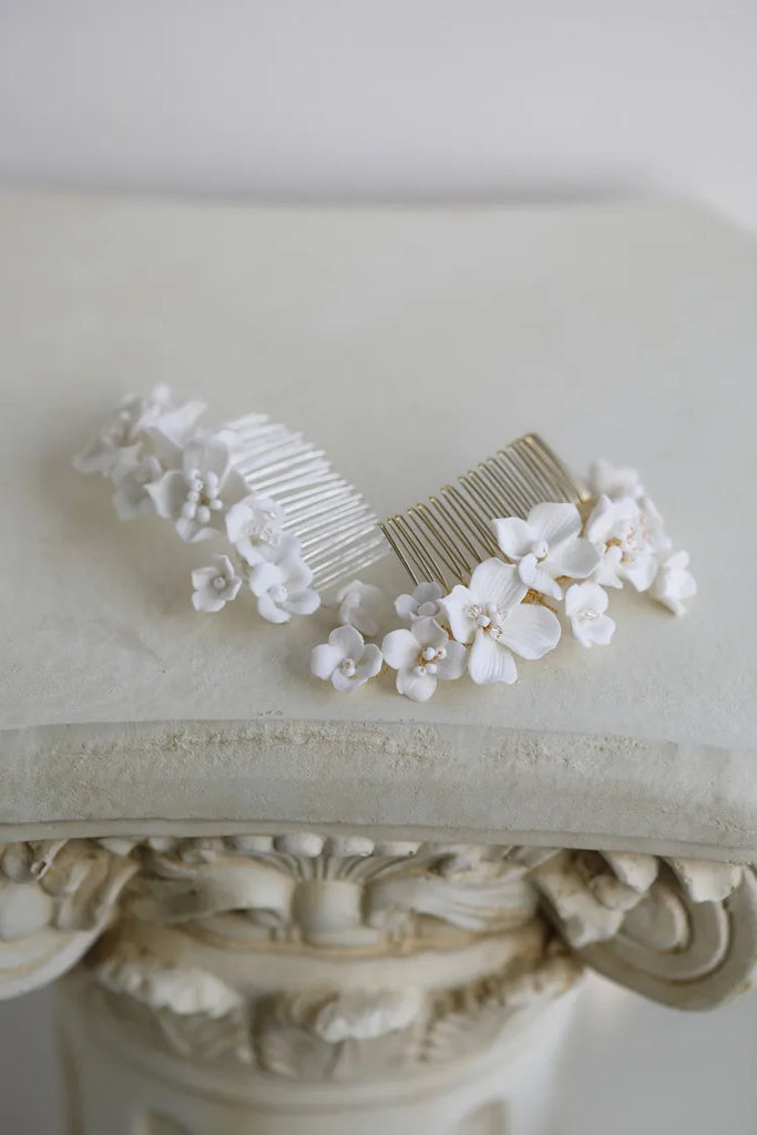 Porcelain Flower Headband Vintage Hair Combs Hairpins For Brides