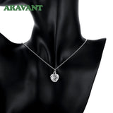 Heart Pendant Necklace Earring Set 925 Silver Bridal Wedding Jewelry