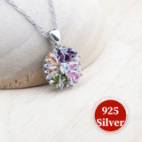 925 Silver Flower Zircon Bridal Jewelry Set Wedding Necklace Earrings Bracelet