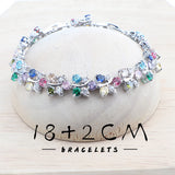 925 Silver Flower Zircon Bridal Jewelry Set Wedding Necklace Earrings Bracelet