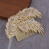 Bridal Leaves Hair Comb Rhinestone Hair Clip Prom Headpiece