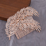 Bridal Leaves Hair Comb Rhinestone Hair Clip Prom Headpiece