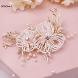 Bridal Pearl Flower Hair Clip Floral Style Barrette Bride Hair Jewelry