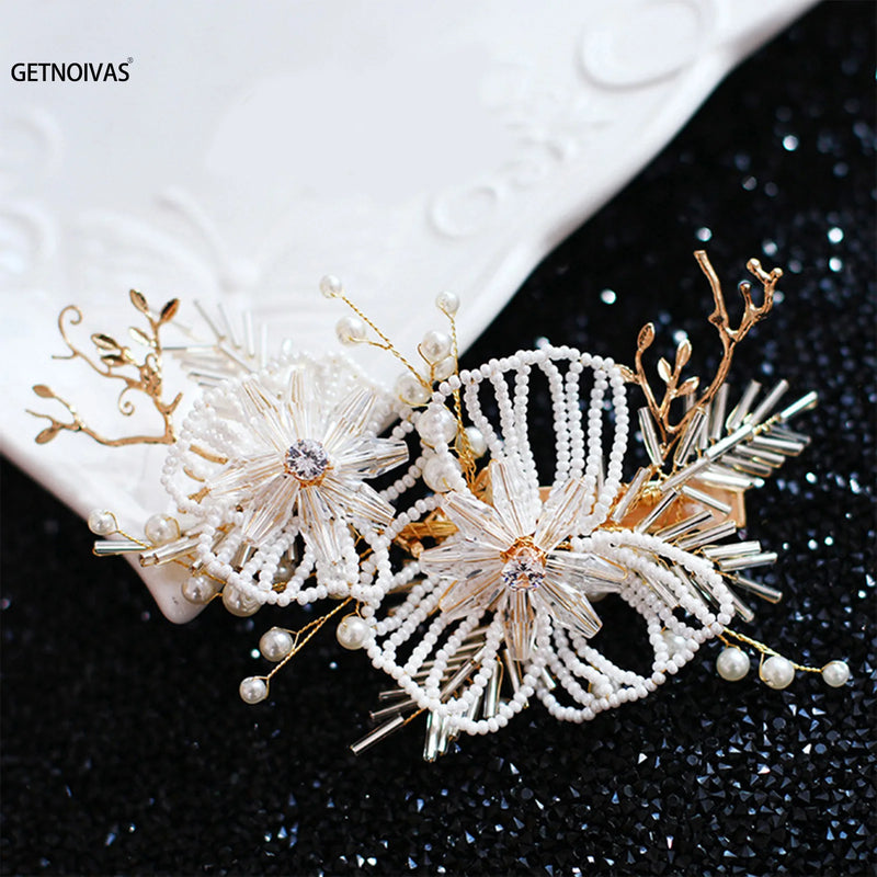 Bridal Pearl Flower Hair Clip Floral Style Barrette Bride Hair Jewelry