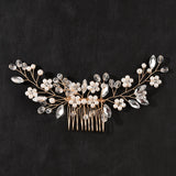 Bridal Pearl Flower Hair Comb Beaded Hair Clip Comb for Women & Girls - TEN