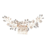 Bridal Pearl Flower Hair Comb Beaded Hair Clip Comb for Women & Girls - TEN
