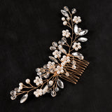 Bridal Pearl Flower Hair Comb Beaded Hair Clip Comb for Women & Girls - TEN