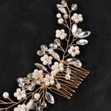 Bridal Pearl Flower Hair Comb Beaded Hair Clip Comb for Women & Girls - TEN