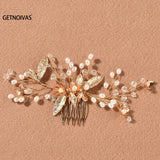 Bridal Pearl Hair Comb Crystal Leaf Flower Wedding Hair Accessories
