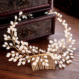 Bridal Pearl Hair Comb Rhinestone Flower Wedding Hair Comb