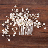 Bridal Pearl Hair Comb Rhinestone Flower Wedding Hair Comb