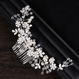 Bridal Pearl Hair Comb Rhinestone Flower Wedding Hair Comb
