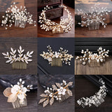 Bridal Pearl Hair Comb Rhinestone Flower Wedding Hair Comb
