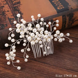 Bridal Pearl Hair Comb Rhinestone Flower Wedding Hair Comb