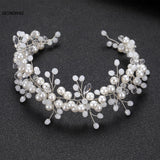 Bridal Pearl Headband Wedding Hair Accessories Crystal Tiara