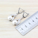 Freshwater Pearls CZ Bridal Jewelry Set Silver-Color Women Wedding Gift