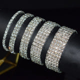 Bridal Rhinestone Bracelet Crystal Stretch Wristband Silver Plated Gift