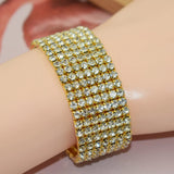 Bridal Rhinestone Bracelet Crystal Stretch Wristband Silver Plated Gift