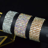 Bridal Rhinestone Bracelet Crystal Stretch Wristband Silver Plated Gift