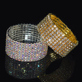 Bridal Rhinestone Bracelet Crystal Stretch Wristband Silver Plated Gift