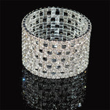 Bridal Rhinestone Bracelet Multi-row Crystal Stretch Bracelet