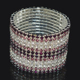 Bridal Rhinestone Bracelet Multi-row Crystal Stretch Bracelet