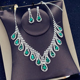 Bridal Rhinestone Crystal Necklace Earrings Set