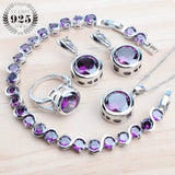 Bridal Silver 925 Jewelry Sets Purple Zircon