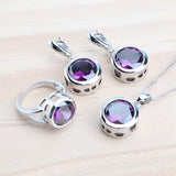 Bridal Silver 925 Jewelry Sets Purple Zircon