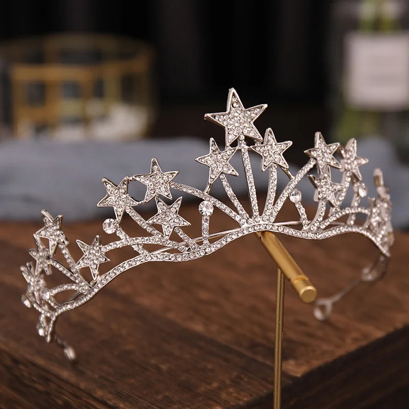 Bridal Stars Crown Rhinestone Headband Hair Clips
