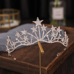Bridal Stars Crown Rhinestone Headband Hair Clips