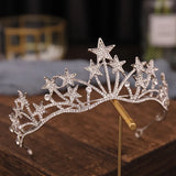 Bridal Stars Crown Rhinestone Headband Hair Clips