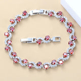 Bridal Wedding Accessories Garnet 925 Mark Bracelet Bangle