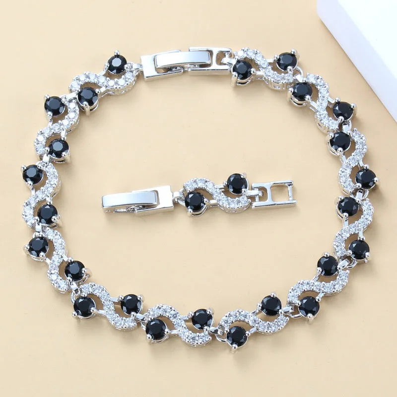 Bridal Wedding Accessories Garnet 925 Mark Bracelet Bangle