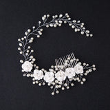 Bridal Crystal Bride Headband Hair Comb Pearl Beads Decoration