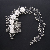 Bridal Crystal Bride Headband Hair Comb Pearl Beads Decoration