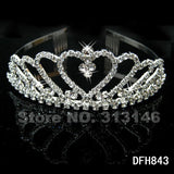 Crystal Rhinestone Crown Heart Pageant Tiara for Women