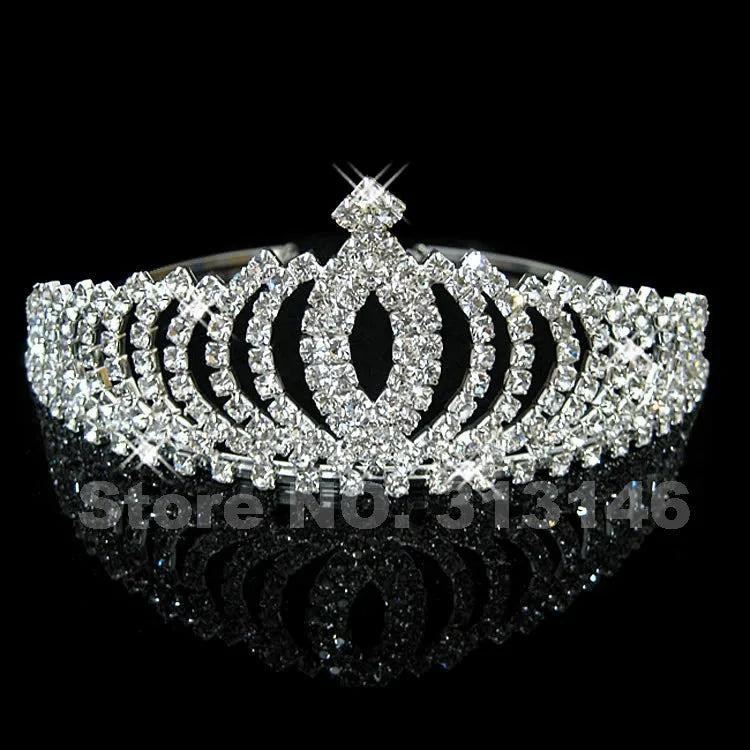 Crystal Rhinestone Crown Heart Pageant Tiara for Women