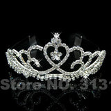 Crystal Rhinestone Crown Heart Pageant Tiara for Women