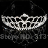 Crystal Rhinestone Crown Heart Pageant Tiara for Women